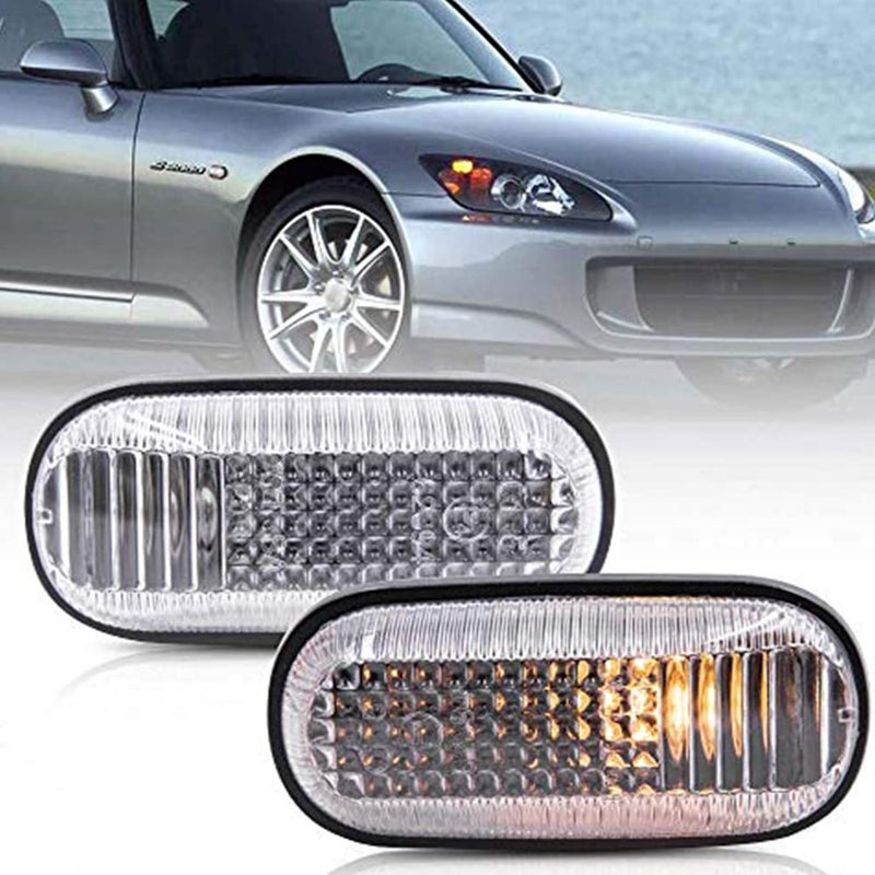 Mingrui test OEM Side Marker Light for 2000-2009 Hon'da S2000 S2K 2Pcs Fender Indicator Lamp Clear Lens With Amber Halogen Light Bulbs - Image 1